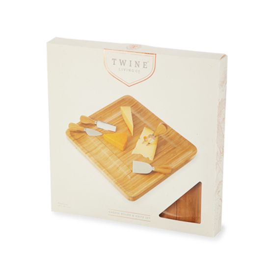 Four Piece Bamboo Cheese Board and Knife Set by Twine®