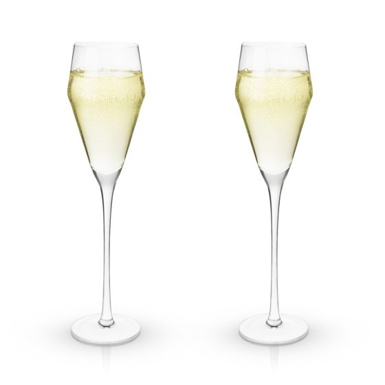 Angled Crystal Prosecco Glasses by Viski®