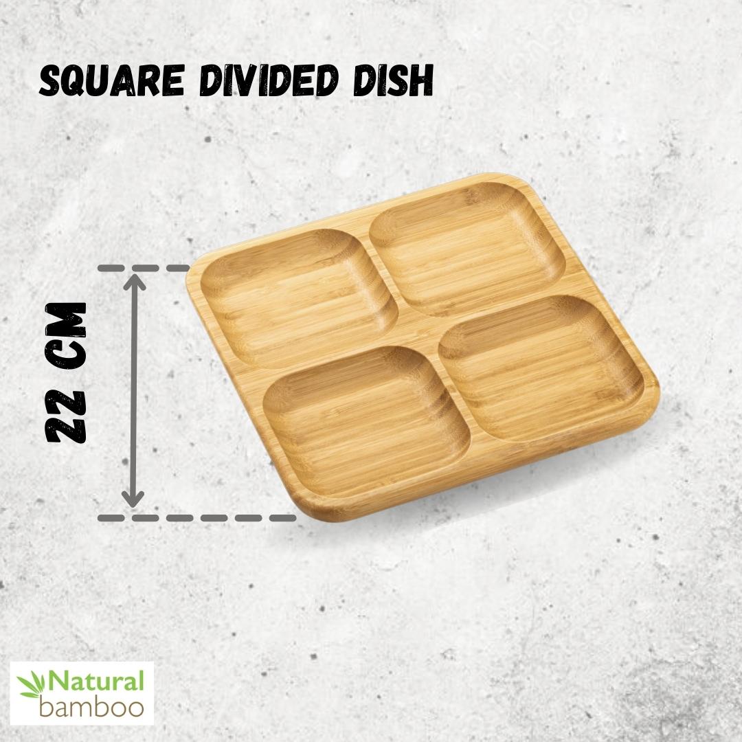 Bamboo Square Divided Dish / Bento box 8.5" inch X 8.5" inch-2