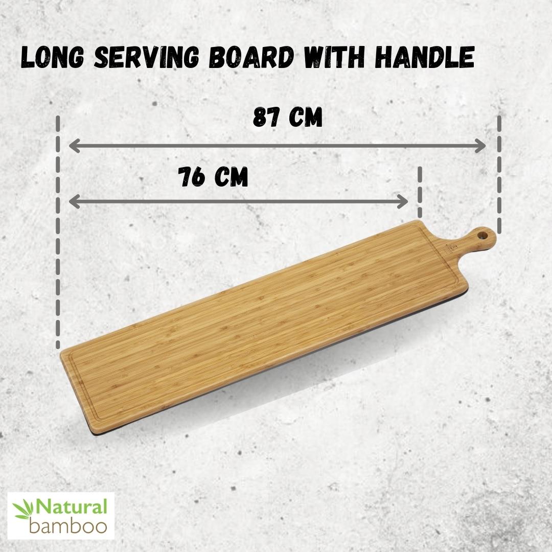 Bamboo Charcuterie Board With Handle 34.3" inch X 7.9" inch | 87 X 20 Cm-4