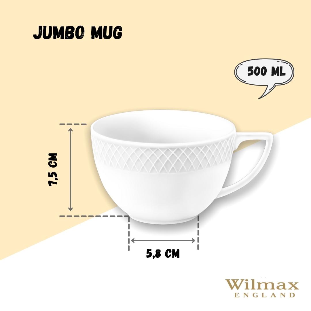 White Jumbo Coffee / Cappuccino Mug 17 Oz | 500 Ml Set Of 2 In Gift Box-7