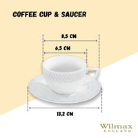 White 3 Oz | 90 Ml Coffee Cup & Saucer Set Of 6 In Gift Box-13