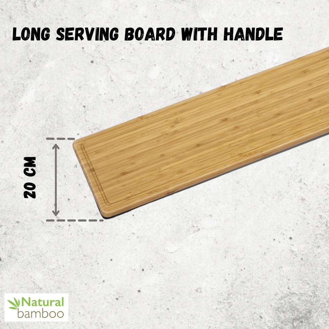 Bamboo Charcuterie Board With Handle 34.3" inch X 7.9" inch | 87 X 20 Cm-5