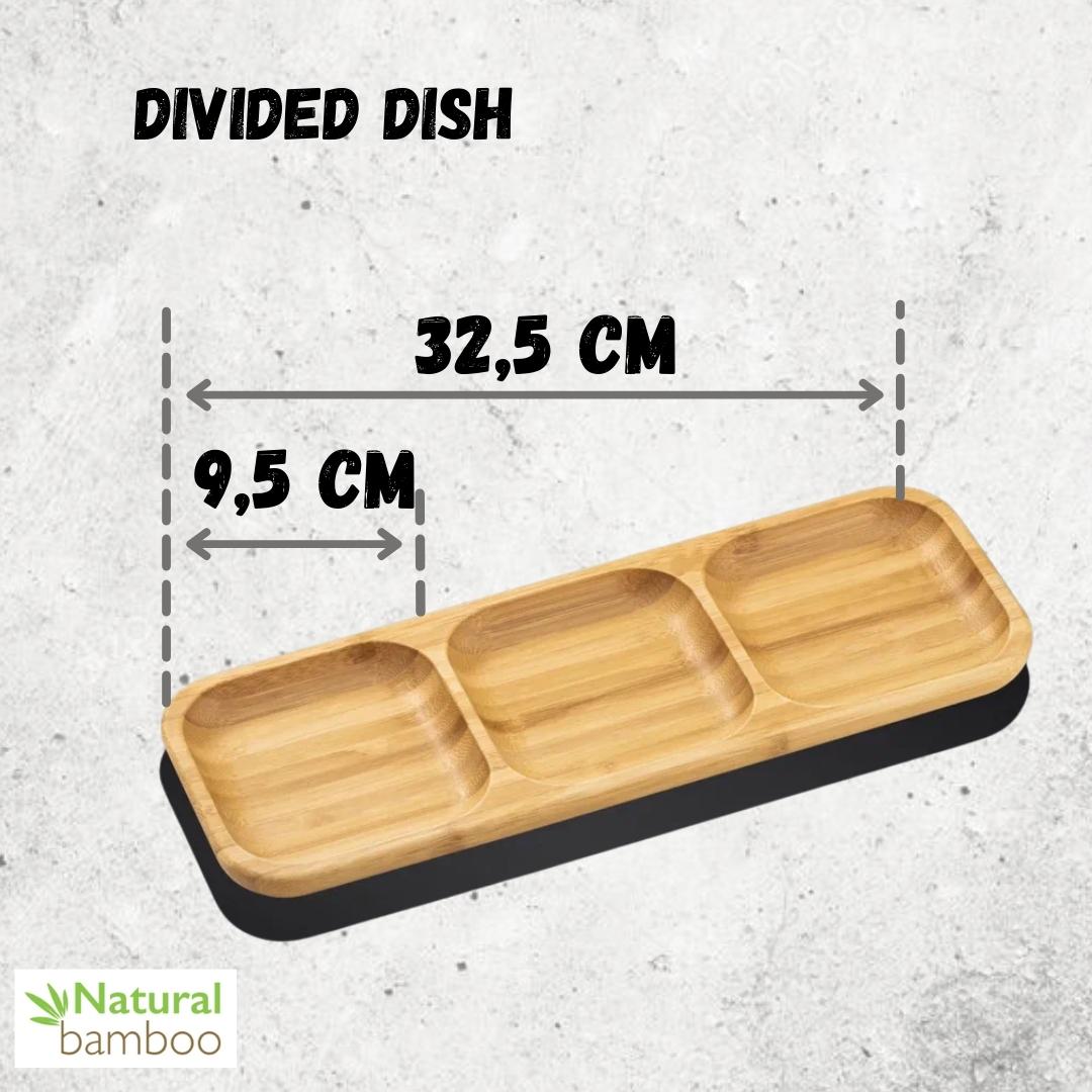 Bamboo Divided Dish 13" inch X 4.5" inch Bento box | 32.5 X 11.5 Cm-2
