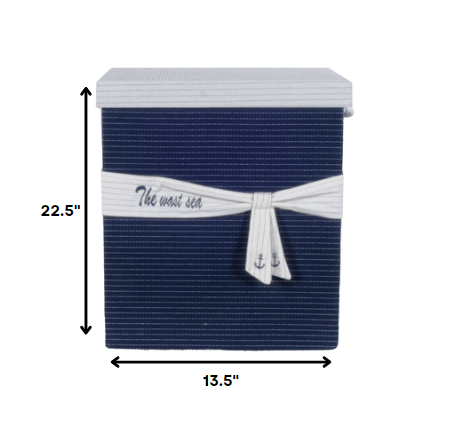 13.5" x 17" x 22.5" Blue Fabric Basket With Bow  Decoration Set of 5-4