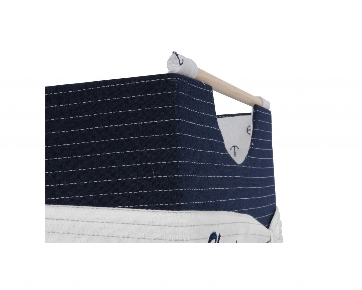 12" x 12.5" x 9.5" White Blue Foldable Fabric  Basket Set of 3-0