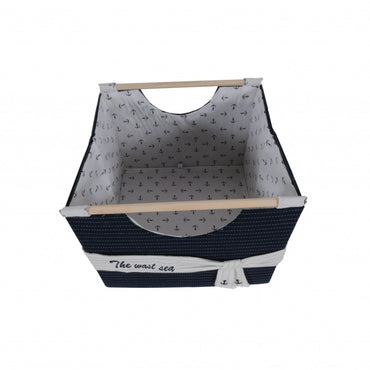 12" x 12.5" x 9.5" White Blue Foldable Fabric  Basket Set of 3-1