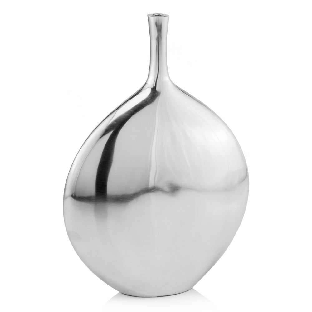 Mod Buffed Silver Long Neck Disc Vase-0