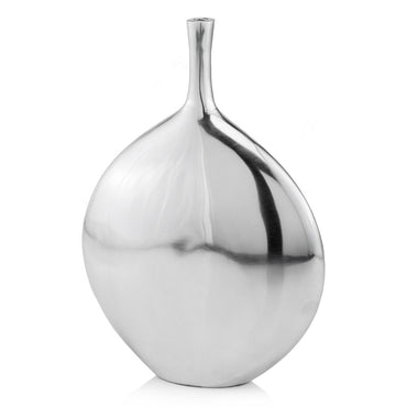 Mod Buffed Silver Long Neck Disc Vase-2