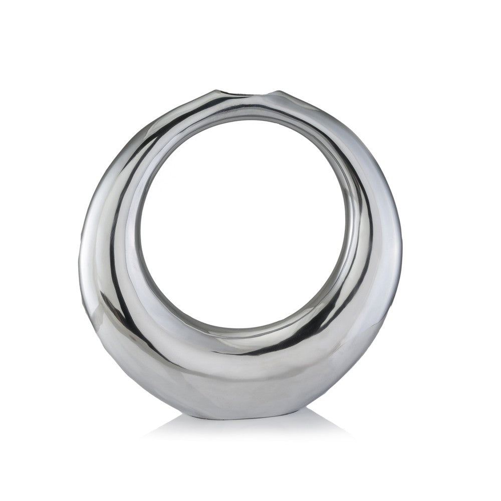 3" X 16" X 17" Silver Aluminum Ring Small Hoop Vase-1