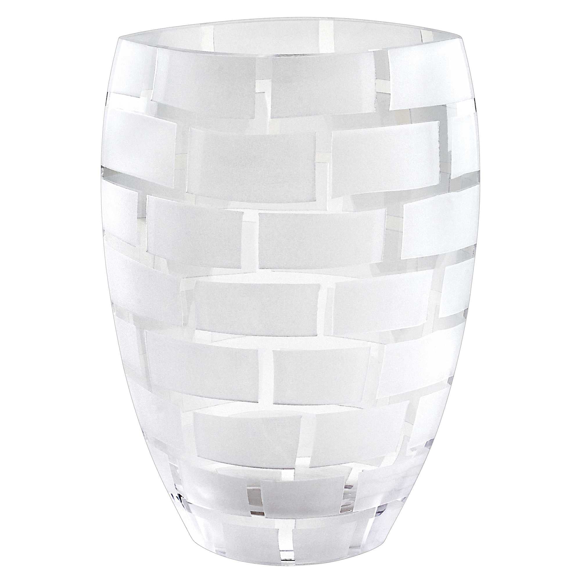 12" Mouth Blown Frosted Crystal European Made Wall Design Vase-0
