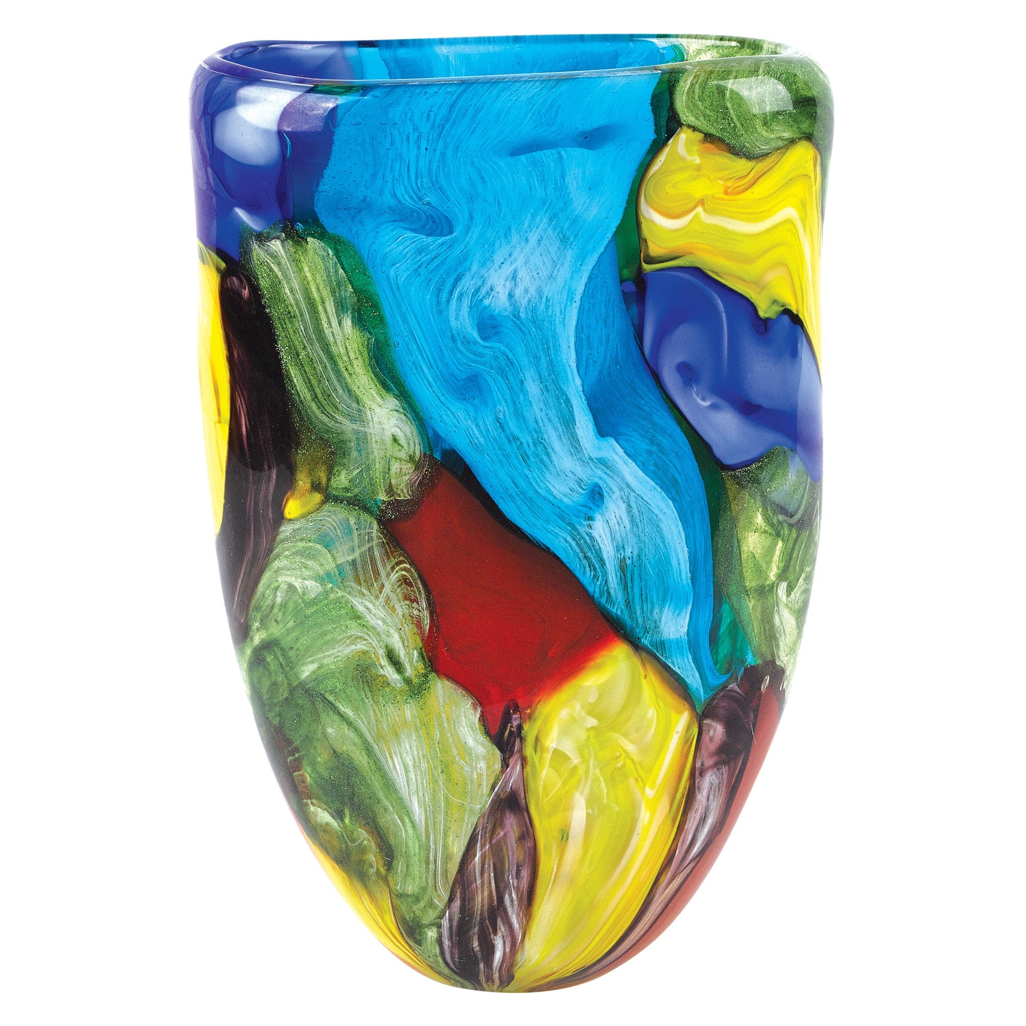 11 MultiColor Glass Art Oval Vase-0