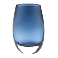 8 Mouth Blown Crystal Oval Thick Midnight Blue Walled Vase-0