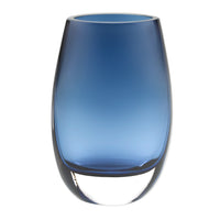 8 Mouth Blown Crystal Oval Thick Midnight Blue Walled Vase-2