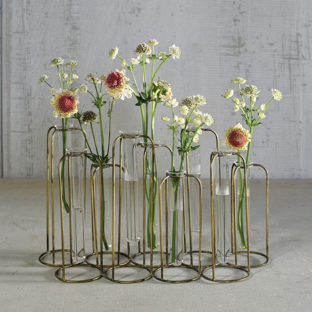 Burnished Gold Test Tube Cluster Vase-2