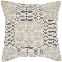 Indigo and Ivory Geometric Throw Pillow-0