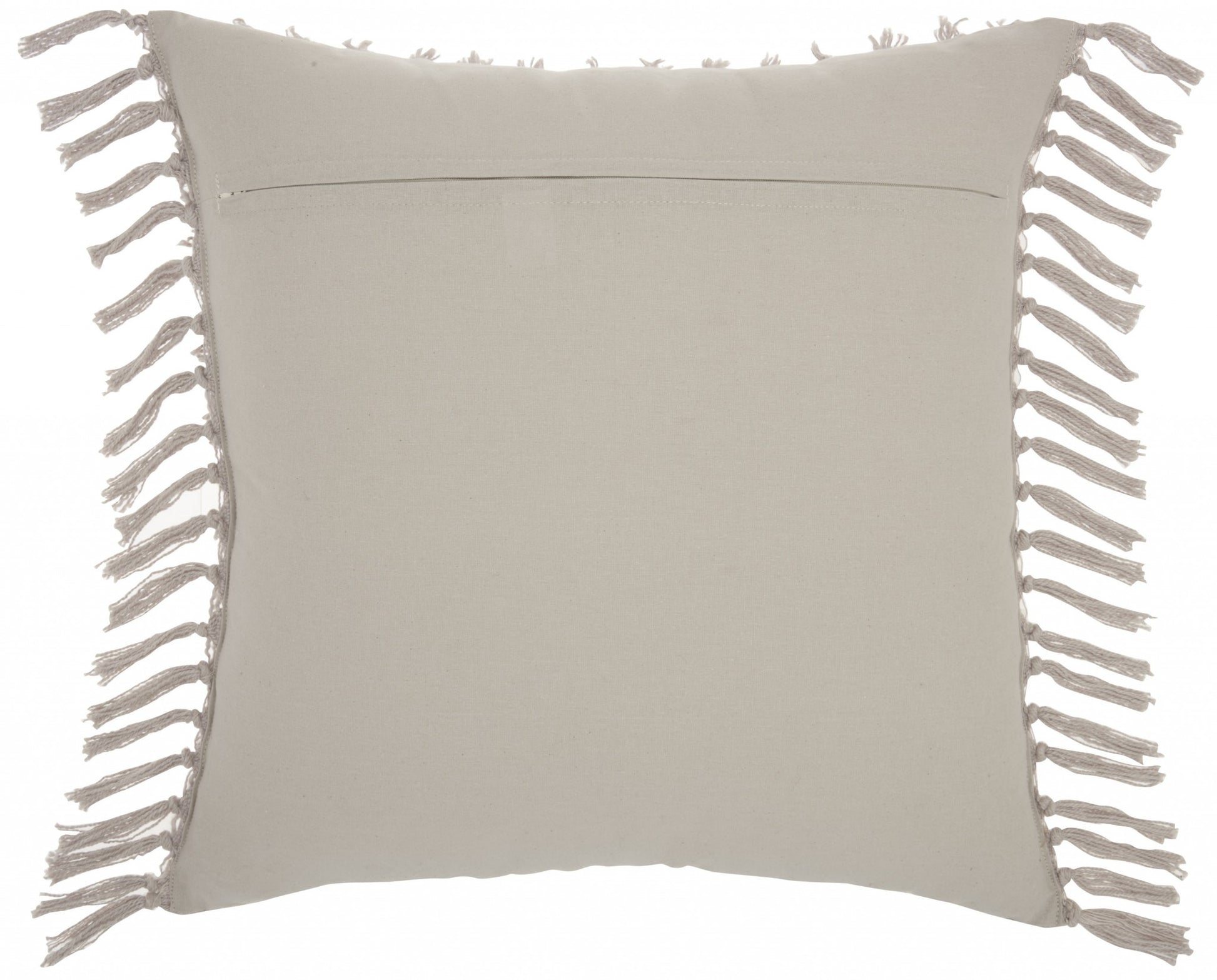 Tassel Detailed Gray Throw Pillow-1
