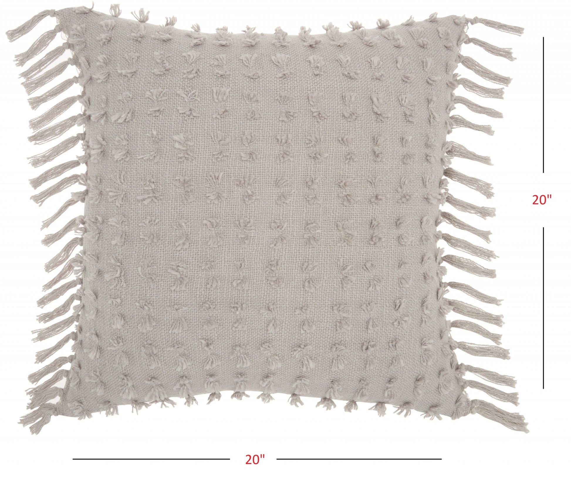 Tassel Detailed Gray Throw Pillow-4