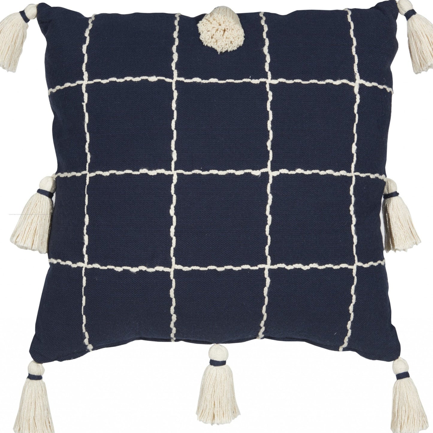 Boho Handcrafted Navy Accent Throw Pillow-0