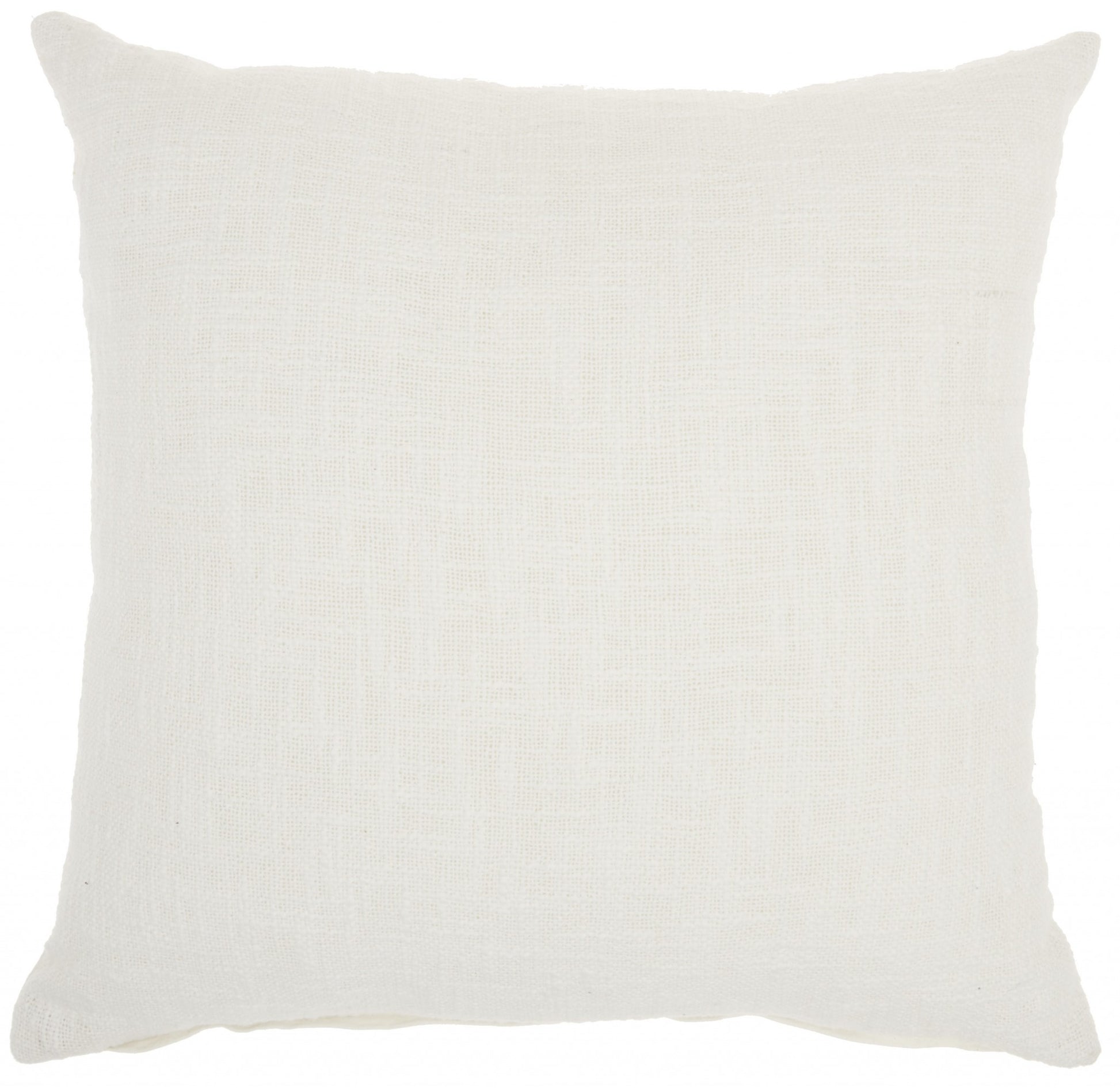 White Solid Woven Throw Pillow-0