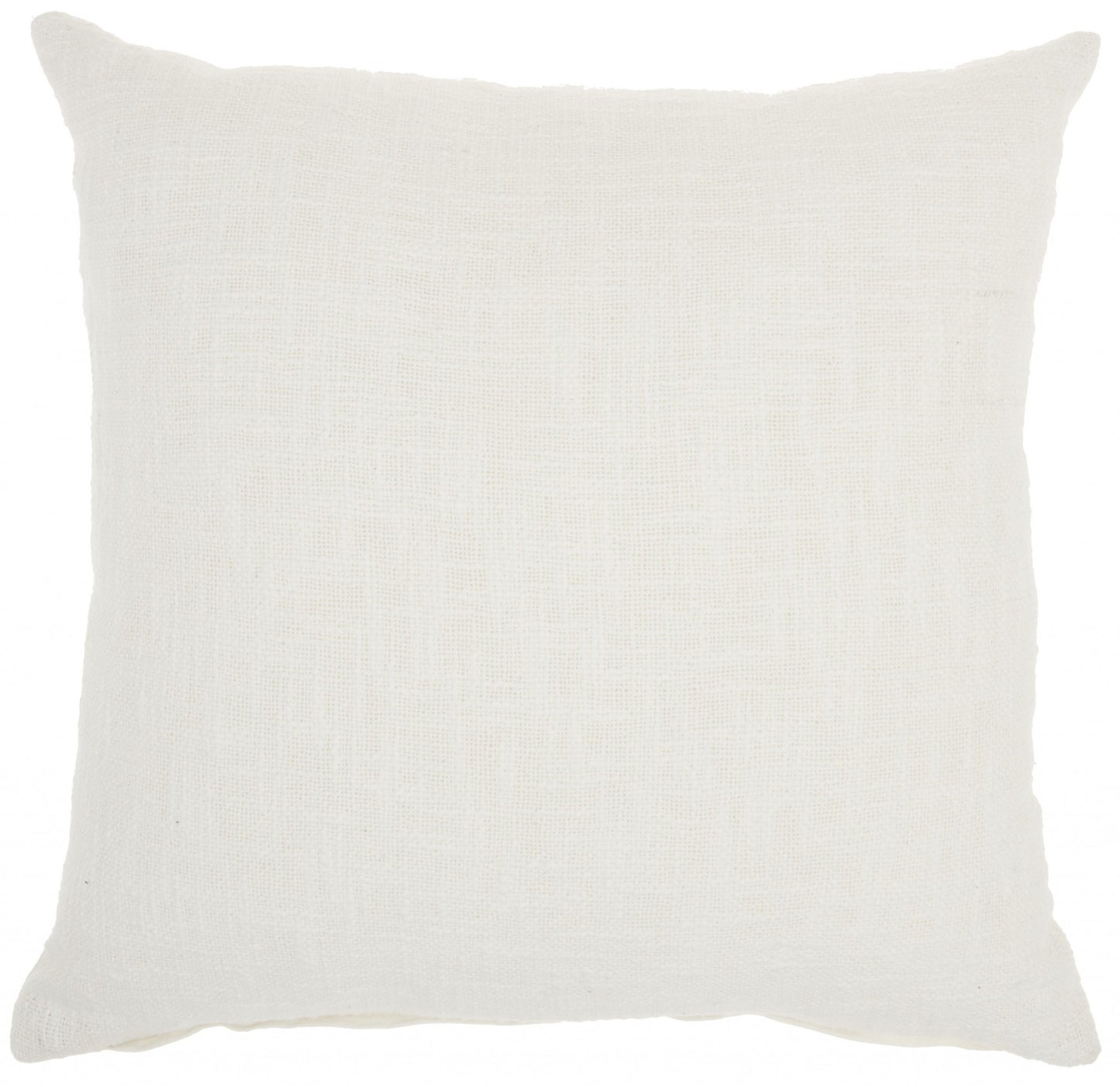 White Solid Woven Throw Pillow-1