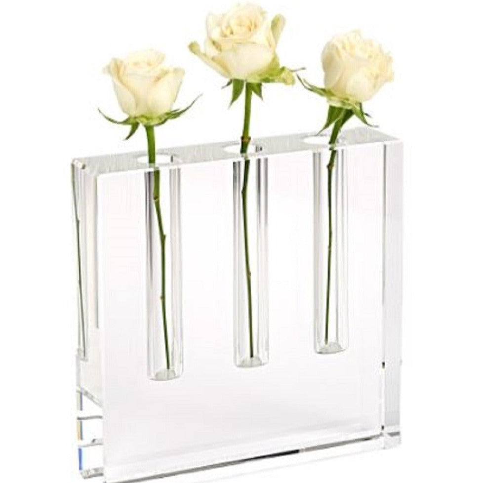 Modern Clear Square Block Optical Crystal Vase-0