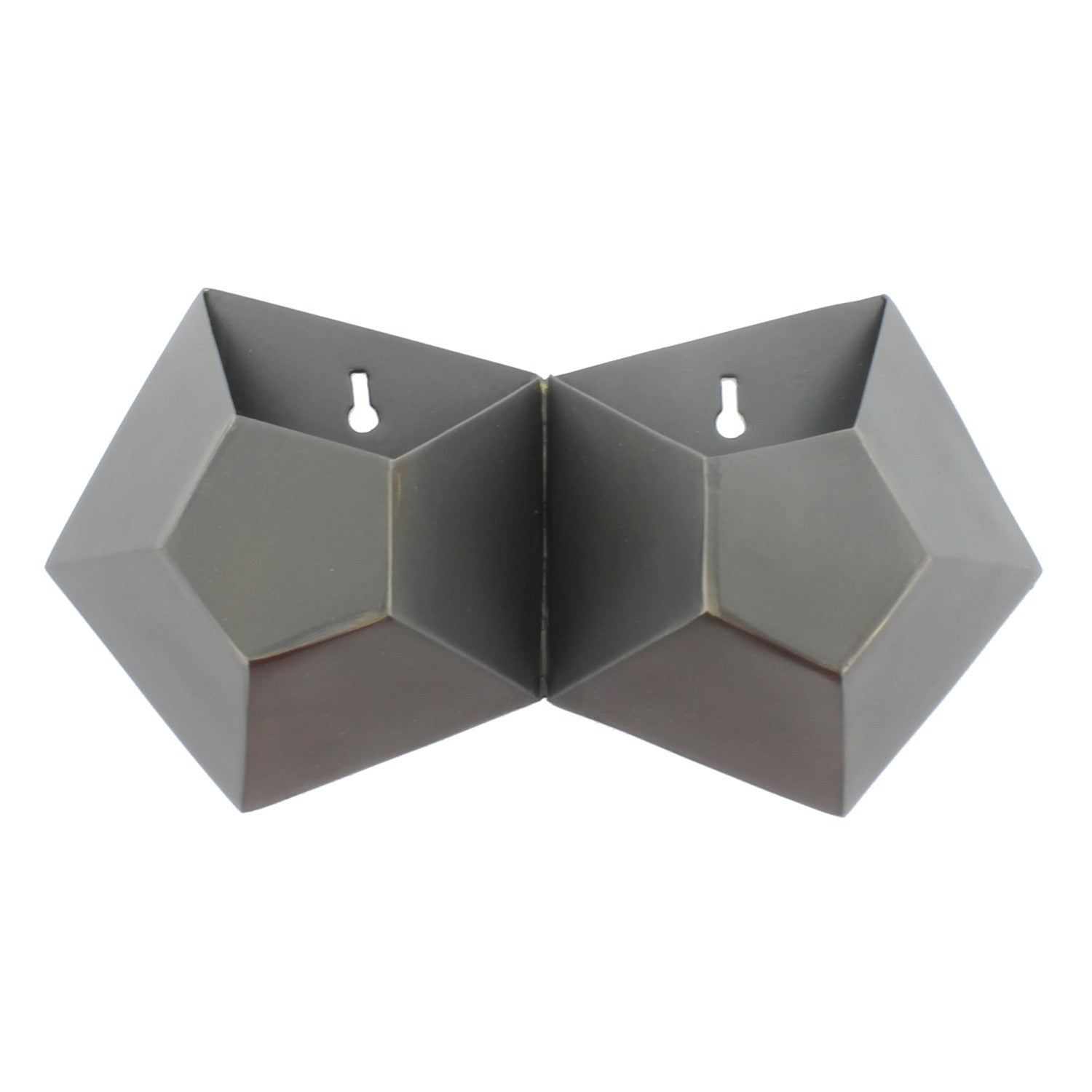 Double Pentagonal Iron Wall Vase-0