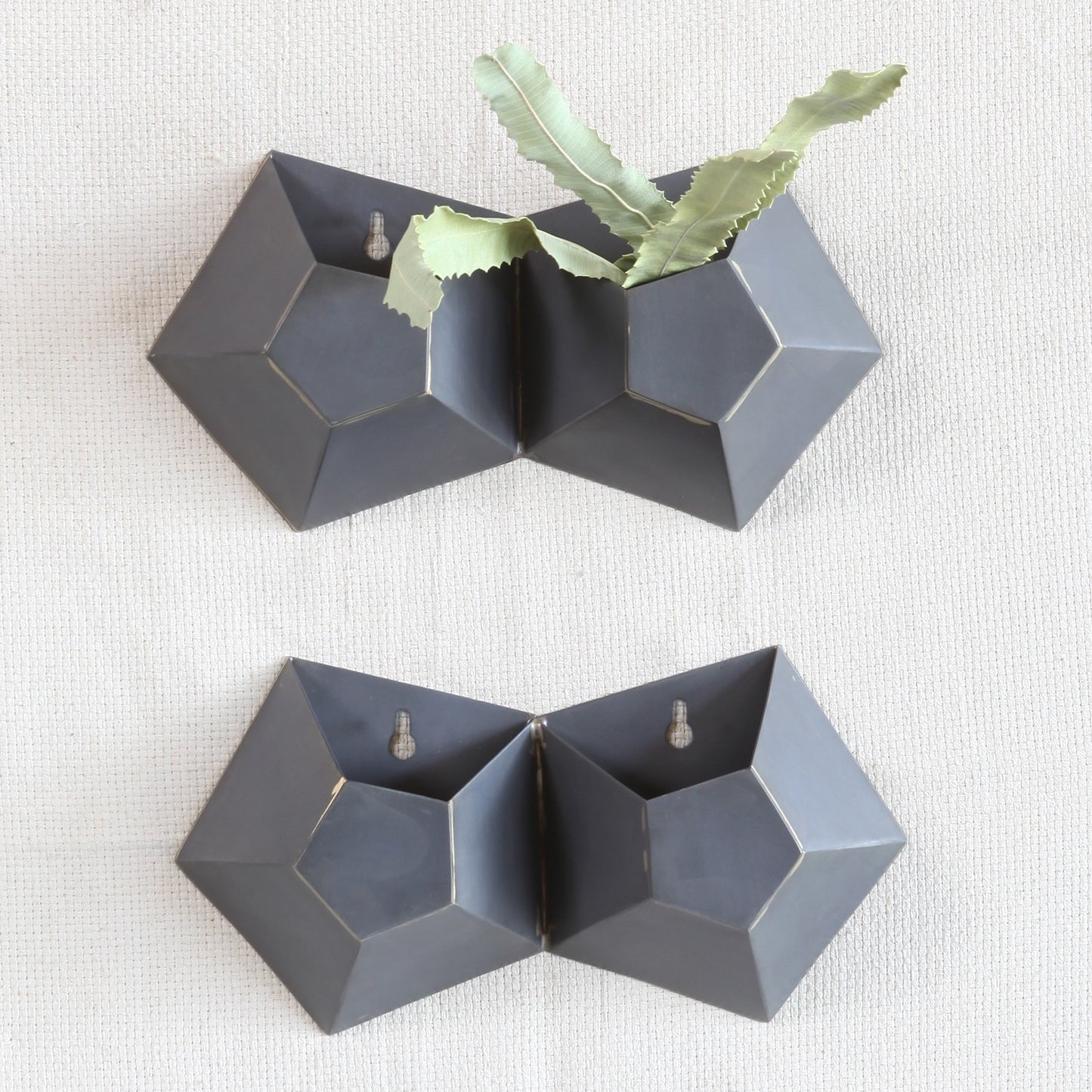 Double Pentagonal Iron Wall Vase-1
