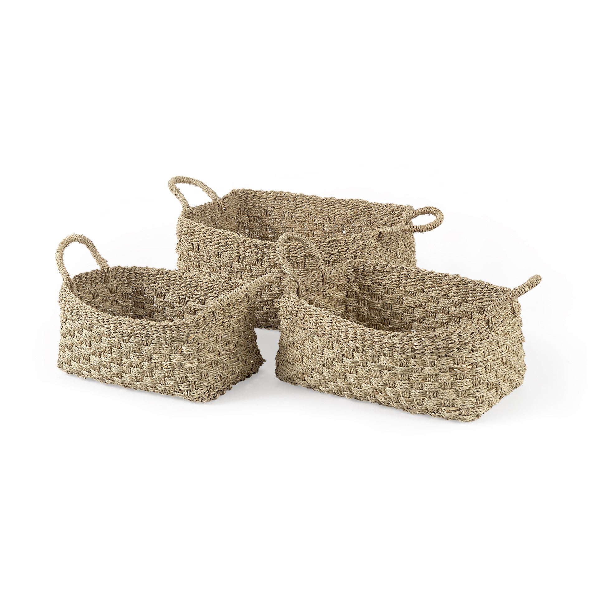 Set of Three Weaved Wicker Storage Baskets-0