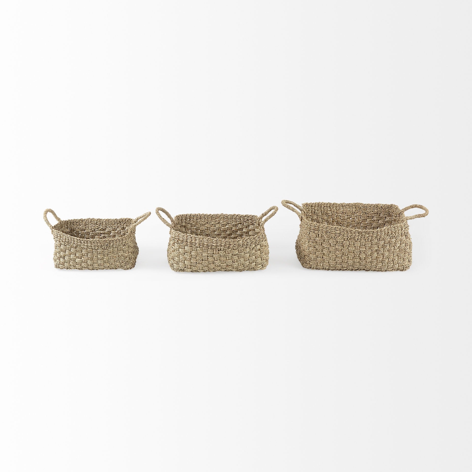 Set of Three Weaved Wicker Storage Baskets-1