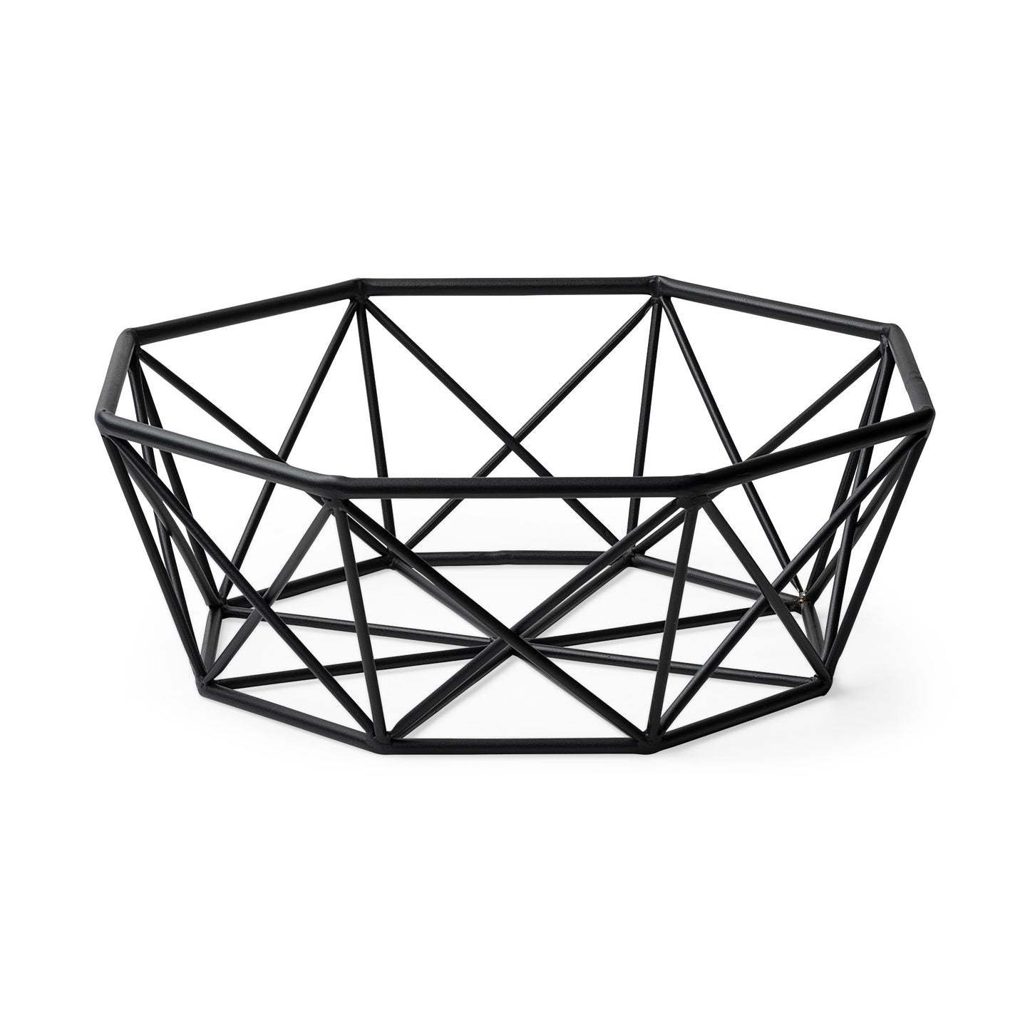 Black Geometric Metal Centerpiec Bowl-0