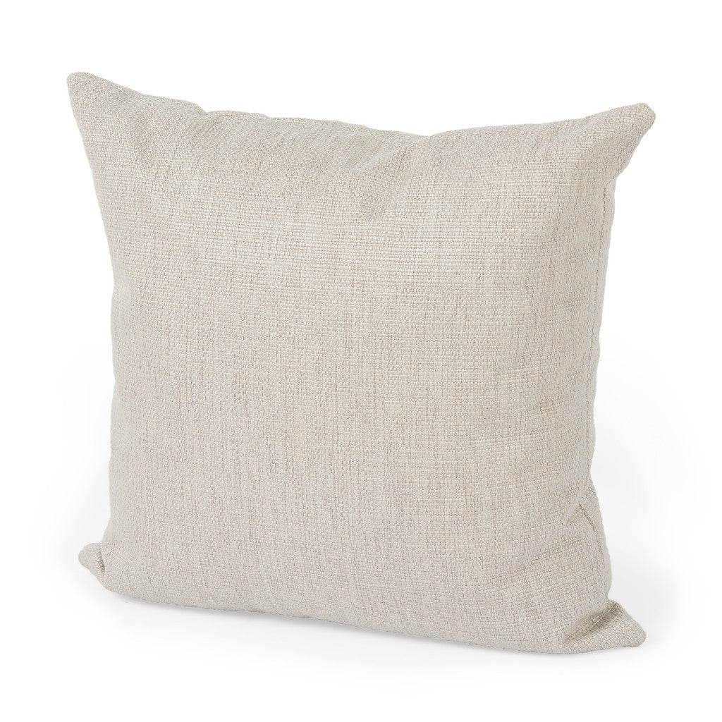 Neutral Sand Basket Weave Accent Throw Pillow-0