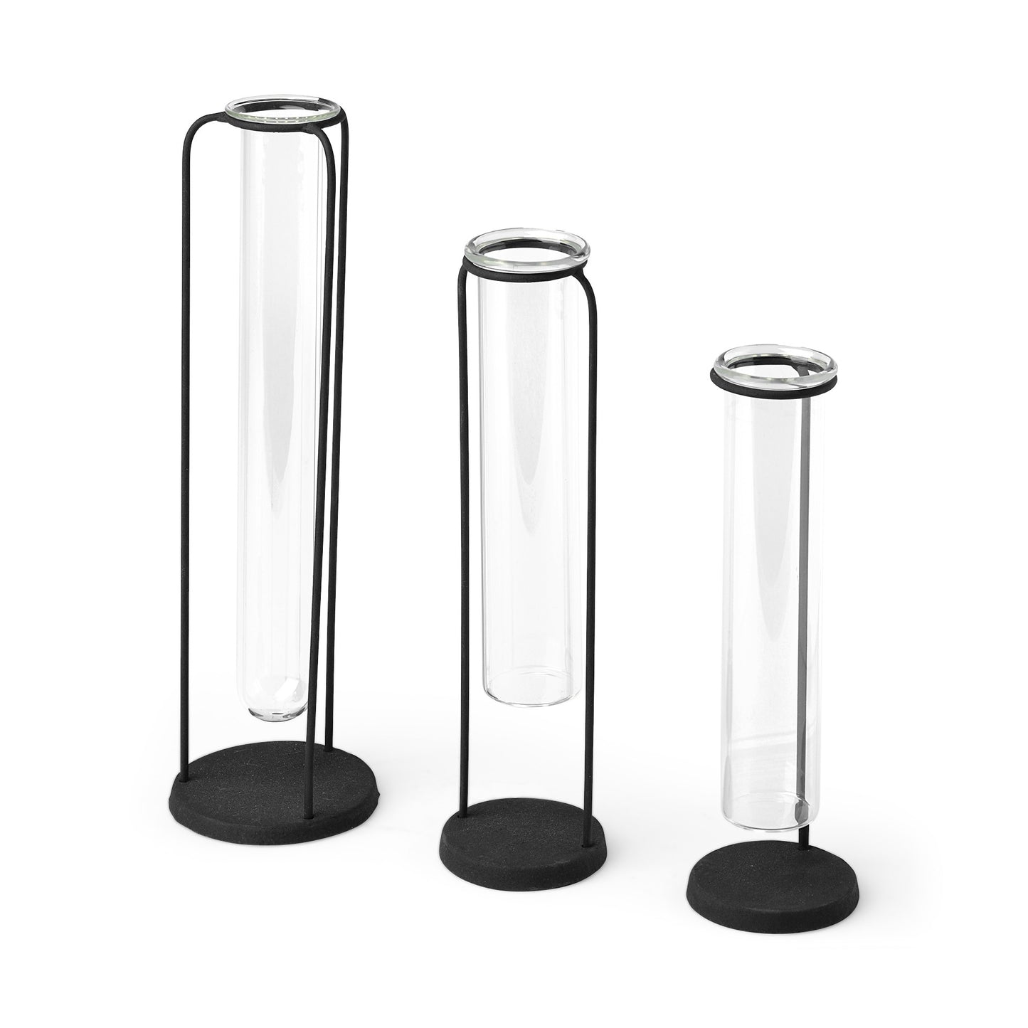 Set of Three Test Tube Stand Vases-0