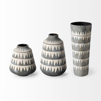 Gray and White Tribal Pattern Vase-1