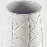 Textured White over Dark Clay Carved Ceramic Vase-1