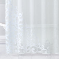 White Contemporary Velvet Scroll Shower Curtain-1