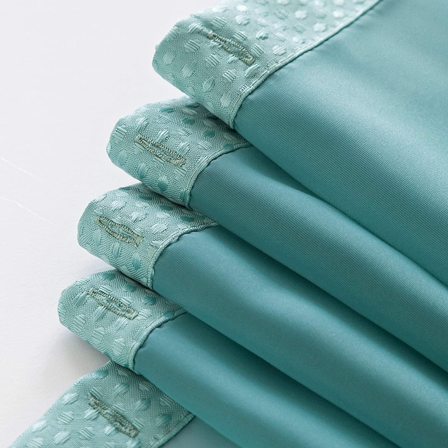 Teal Sheer and Grid Shower Curtain and Liner Set-2
