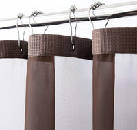 Brown Modern Grid Shower Curtain and Liner Set-1