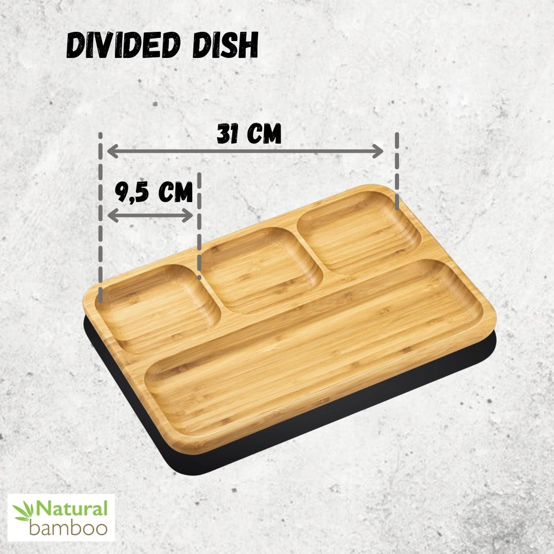 Bamboo Divided Dish / Bento box 13" inch X 9" inch | 33 X 23 Cm-4