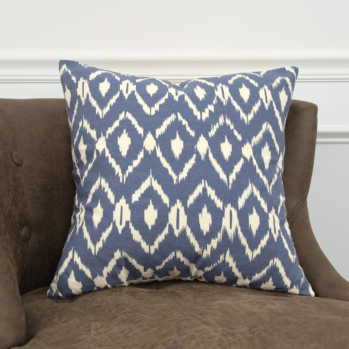 Blue Natural Ikat Down Filled Throw Pillow-4