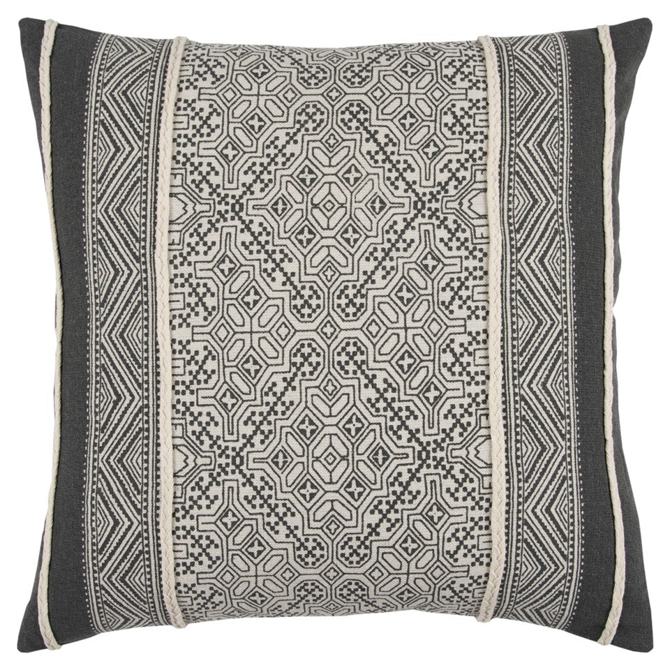 Black and Beige Tribal Pattern Throw Pillow-0