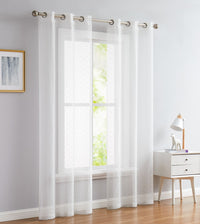 84” White Sprinkled Embellishment Window Curtain Panel-0