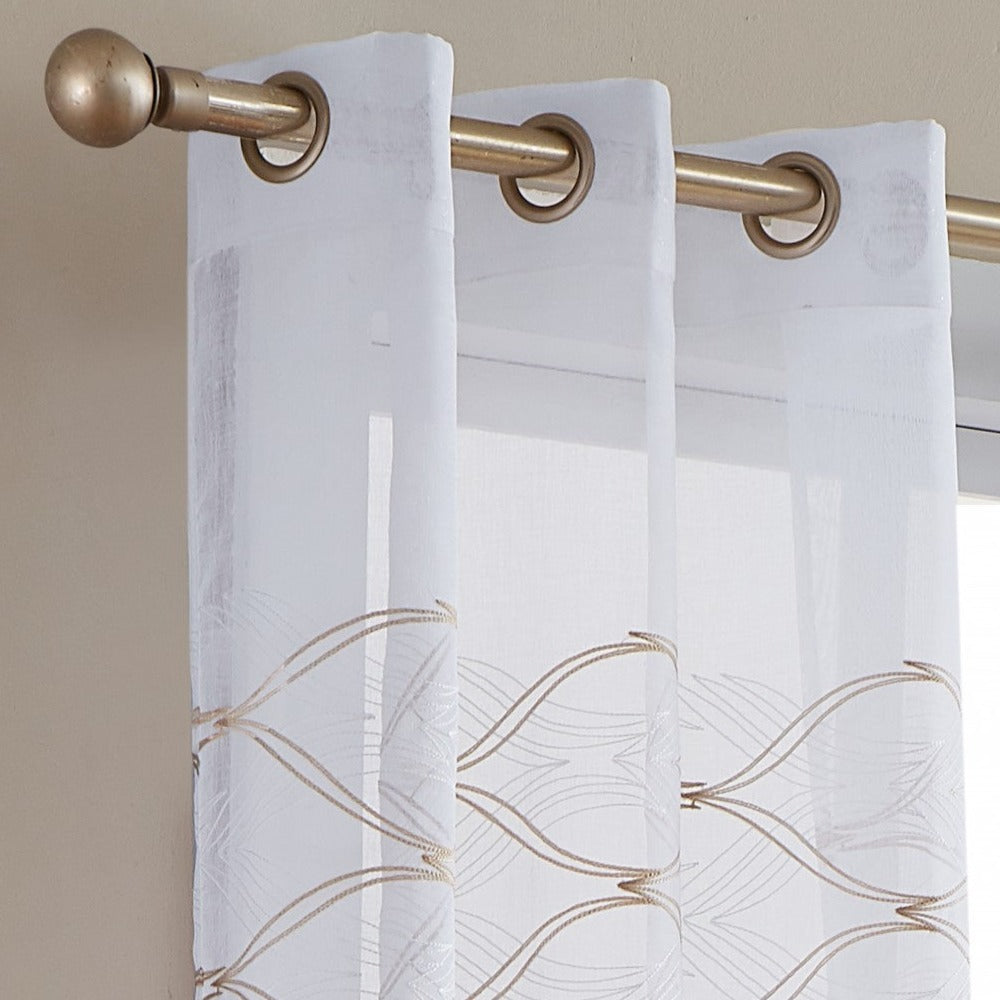 Set of Two 96"  Gold Wave Embroidered Window Panels-1