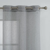 Set of Two 84"  Silver Velvet Applique Window Panels-1
