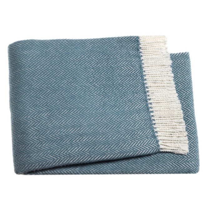 Aqua Blue and White Dreamy Soft Herringbone Throw Blanket-0