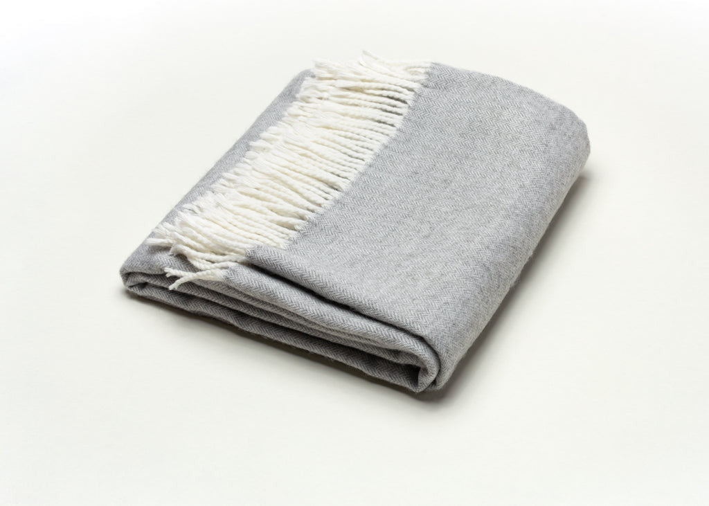 Light Gray Soft Acrylic Herringbone Throw Blanket-2