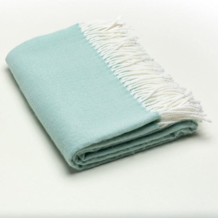 Seafoam Green Soft Acrylic Herringbone Throw Blanket-0