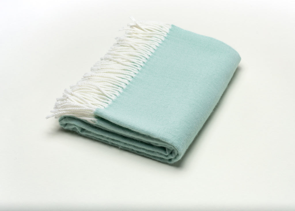 Seafoam Green Soft Acrylic Herringbone Throw Blanket-2