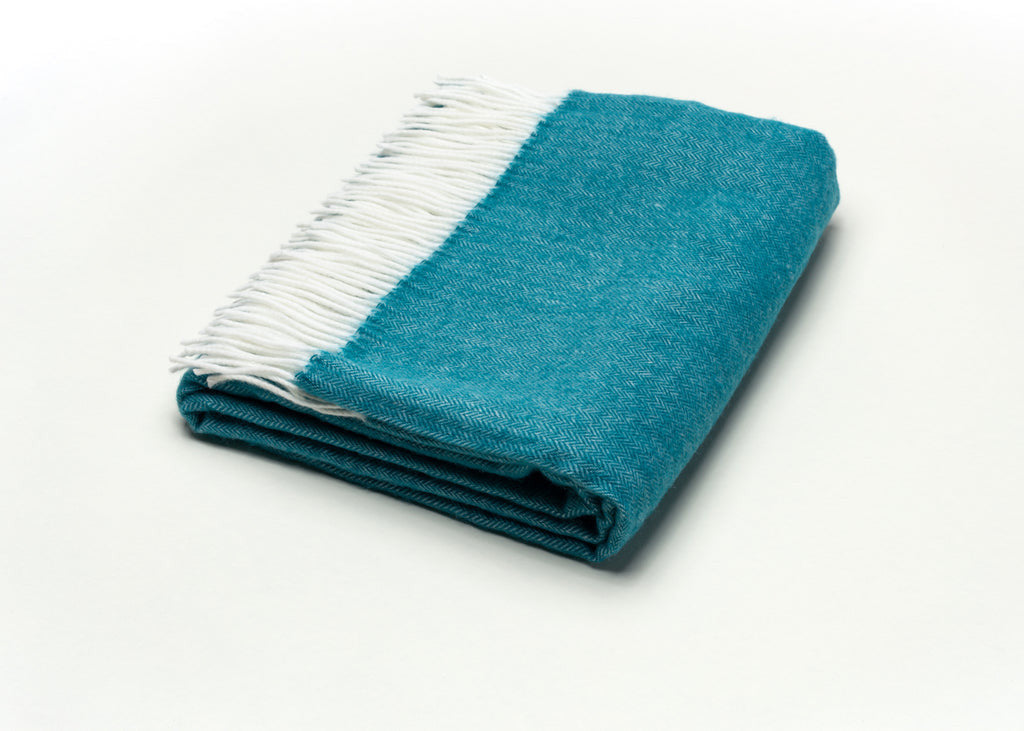 Dark Teal Soft Acrylic Herringbone Throw Blanket-2