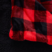 Buffalo Red Black Reversible Velvet and Sherpa Throw Blanket-2